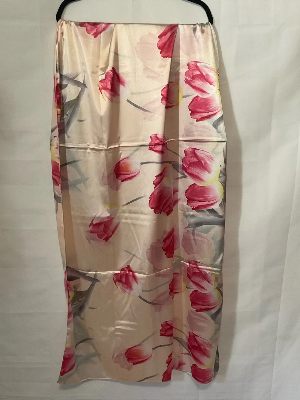 Large Floral Satiny Silk scarf